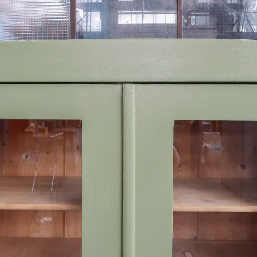 Brocante groene vitrinekast - Afbeelding 4
