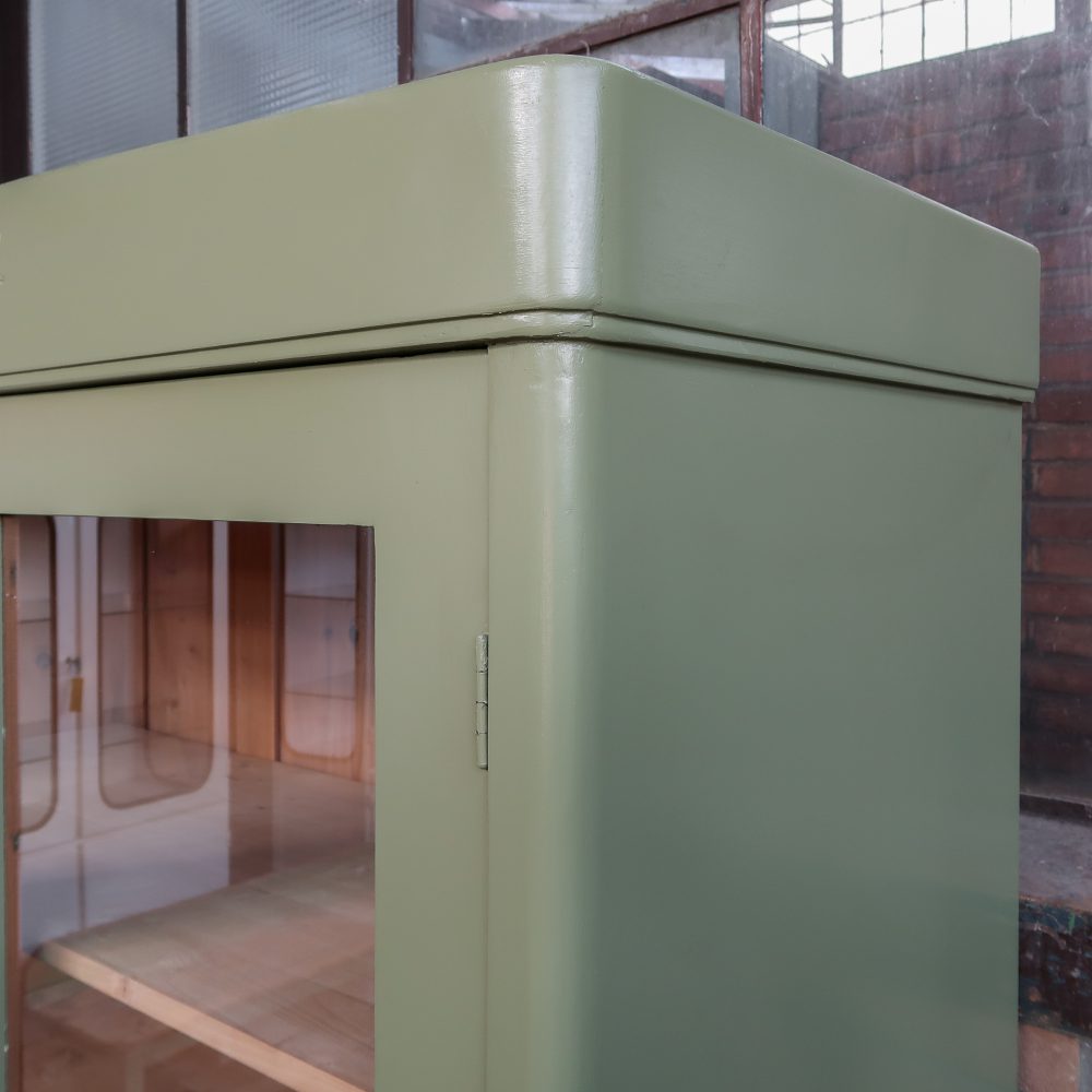 Brocante groene vitrinekast - Afbeelding 7