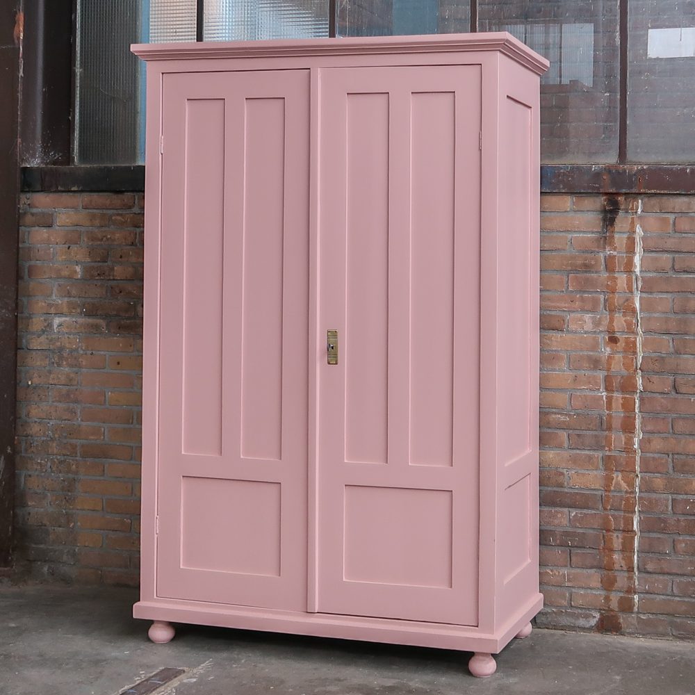 Brocante roze linnenkast - Afbeelding 2