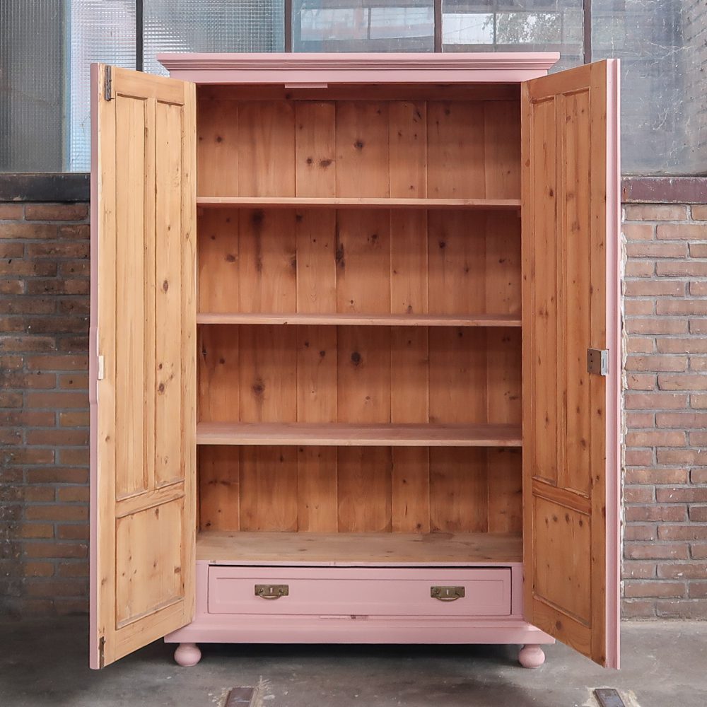 Brocante roze linnenkast - Afbeelding 3