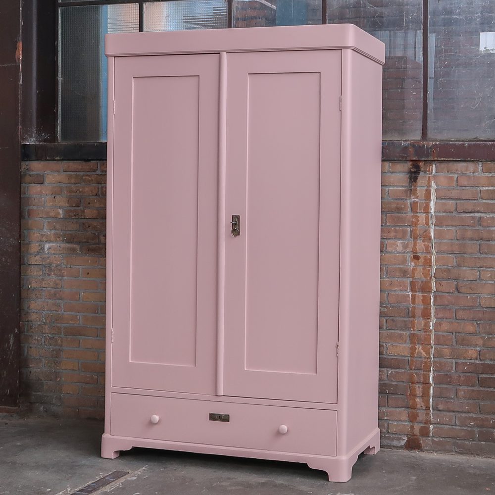 Brocante roze linnenkast - Afbeelding 2