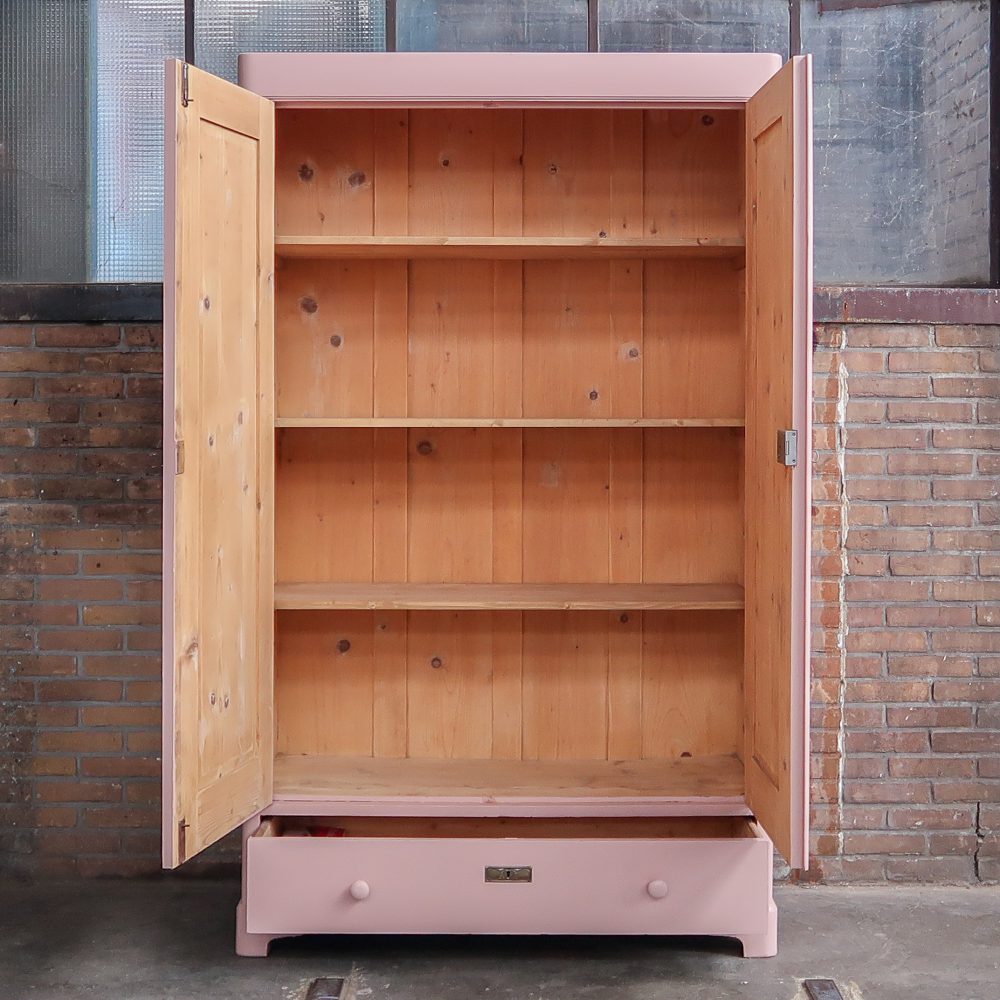 Brocante roze linnenkast - Afbeelding 3