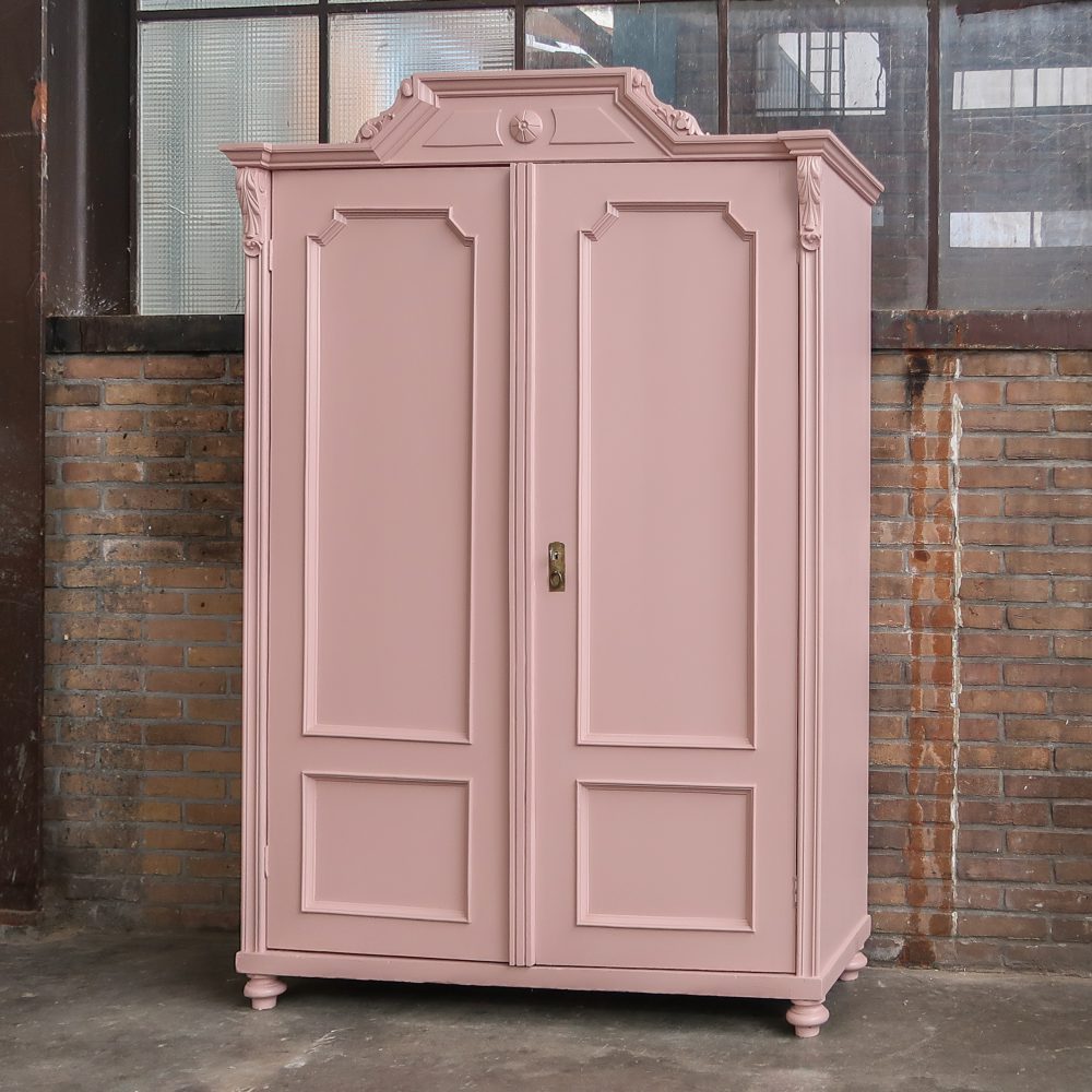 Brocante roze linnenkast - Afbeelding 2
