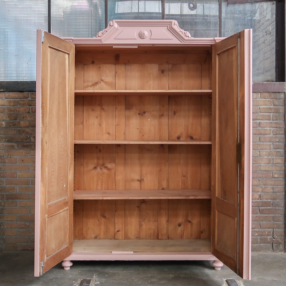 Brocante roze linnenkast - Afbeelding 3