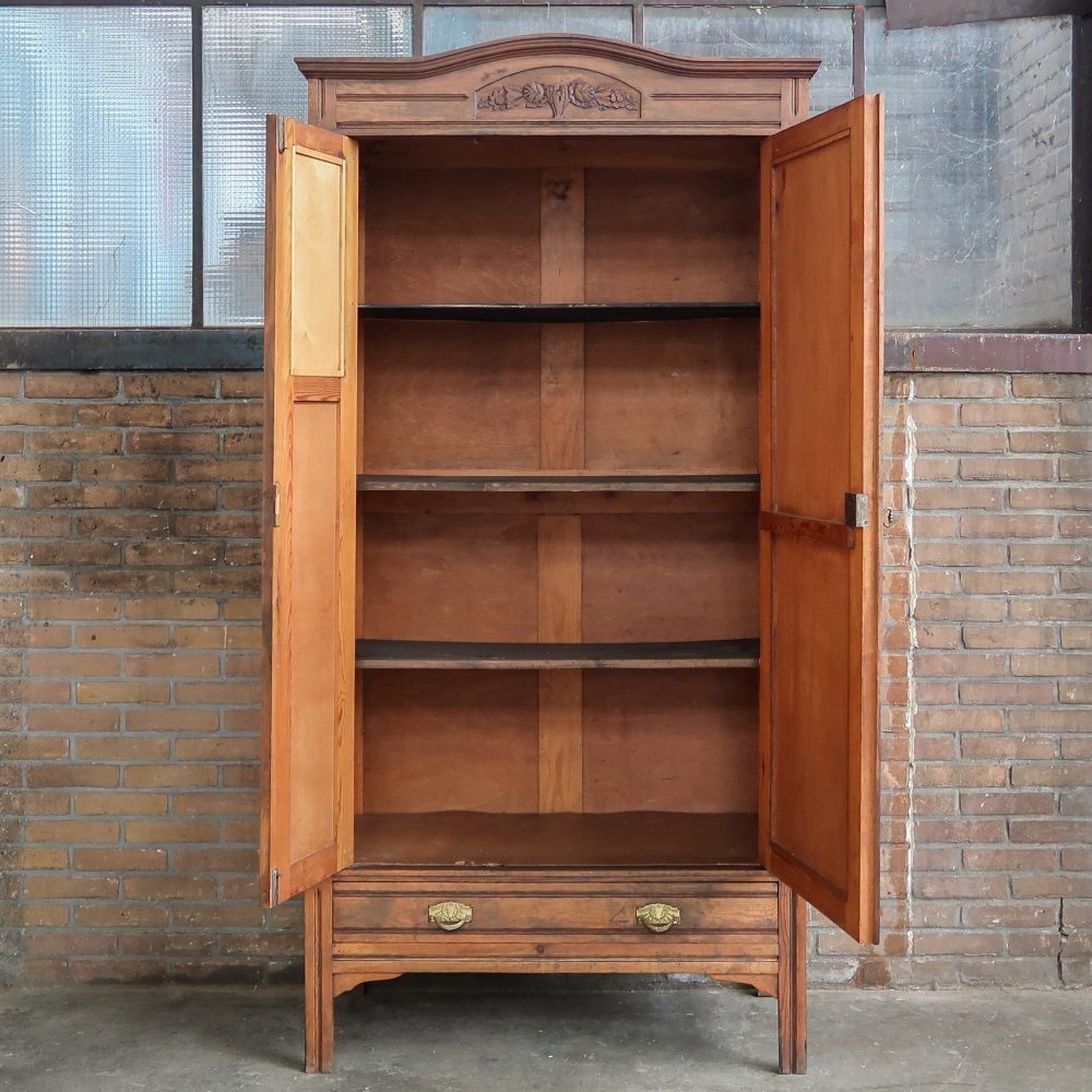 Vintage linnenkast met spiegel - demontabel - Afbeelding 3
