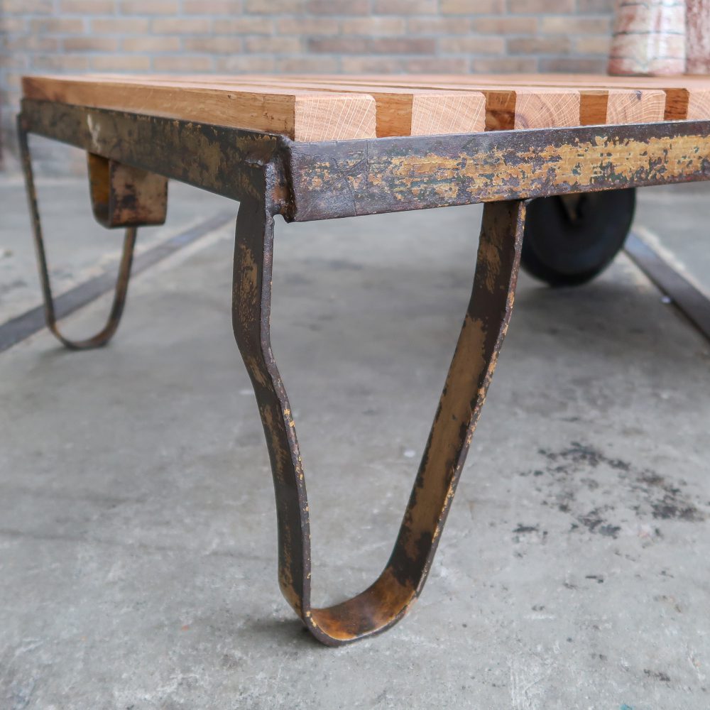 Industriële kar - salontafel - Afbeelding 6