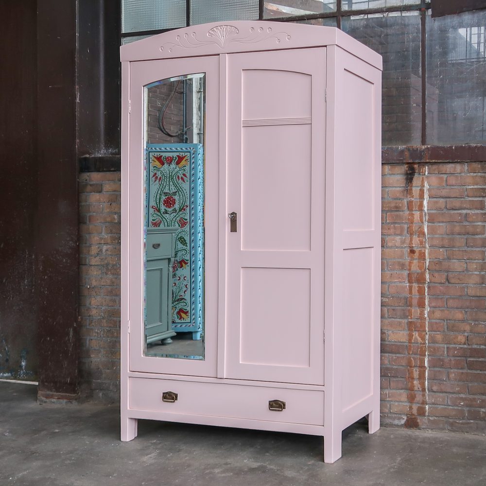 Roze linnenkast met spiegel - Afbeelding 2