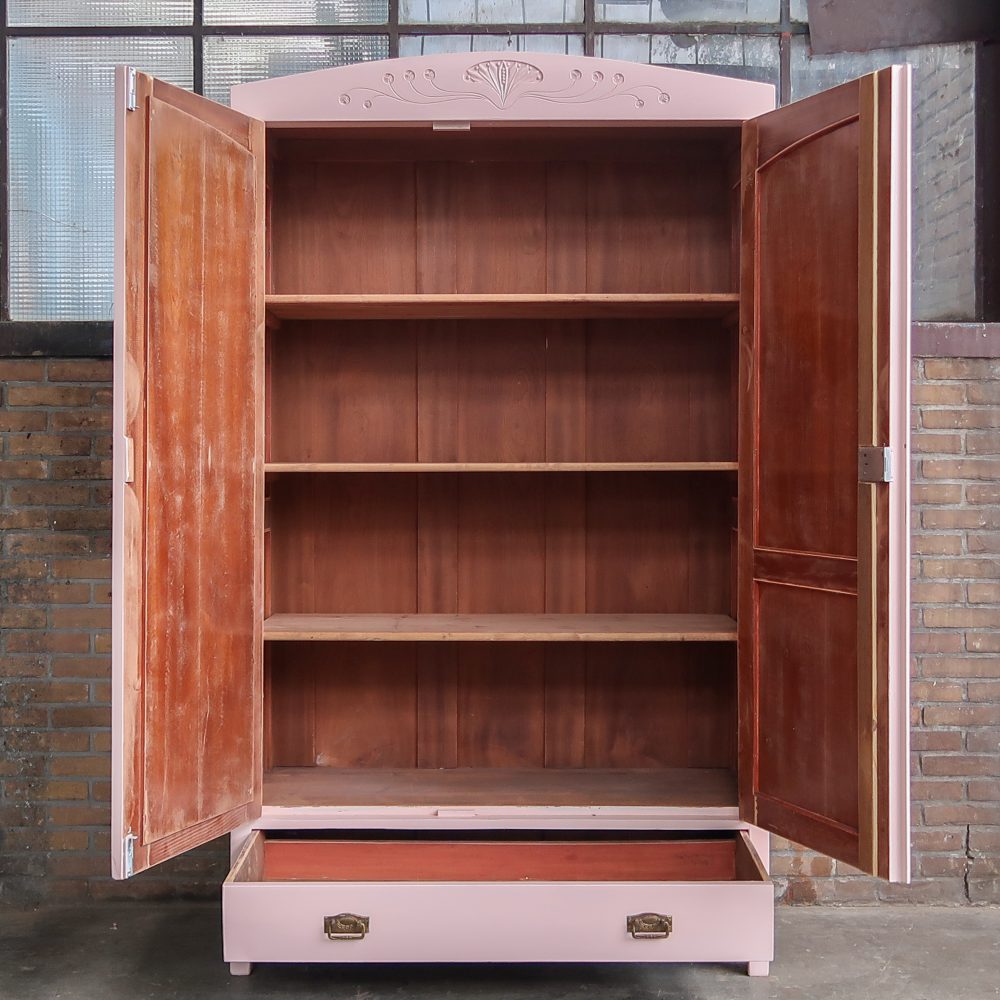 Roze linnenkast met spiegel - Afbeelding 3