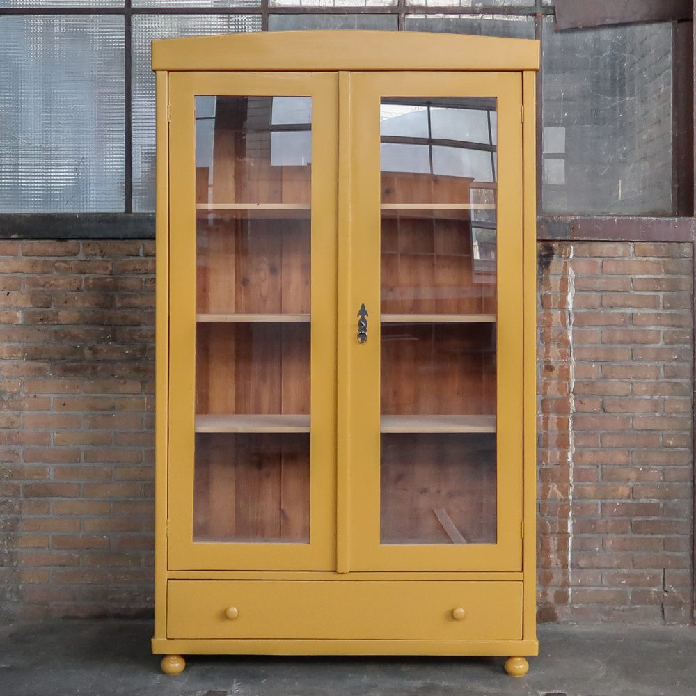 Brocante gele vitrinekast – Bild 2