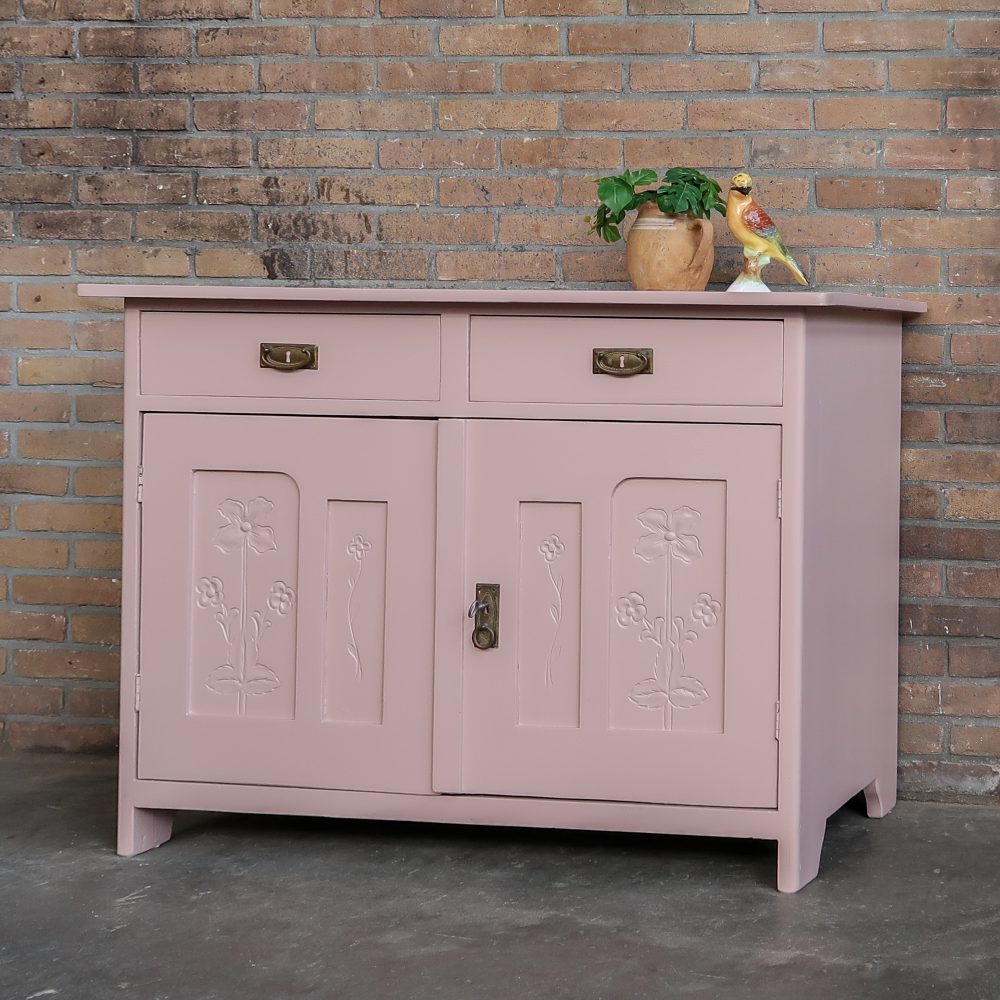 Brocante roze dressoir - Afbeelding 2