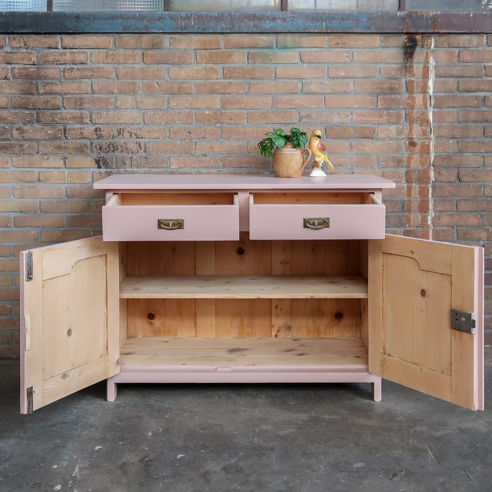 Brocante roze dressoir - Afbeelding 3