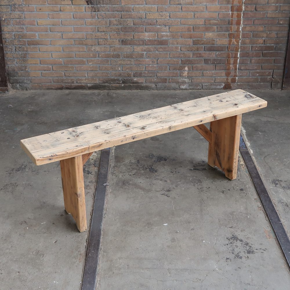 Brocante houten bankje - Afbeelding 3