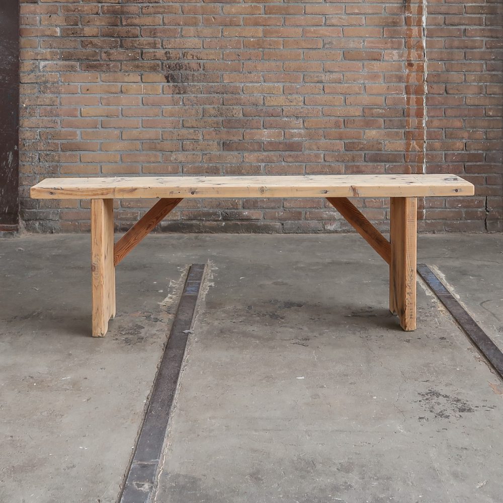 Brocante houten bankje - Afbeelding 2