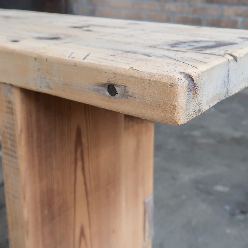 Brocante houten bankje - Afbeelding 6