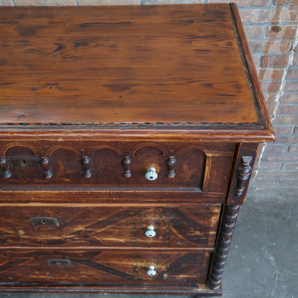 Brocante bruine commode - Afbeelding 4