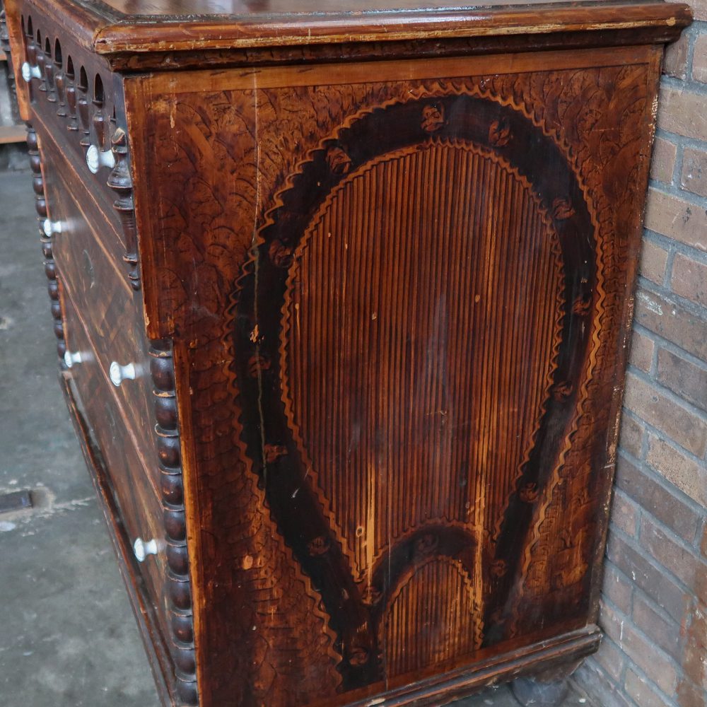 Brocante bruine commode - Afbeelding 6