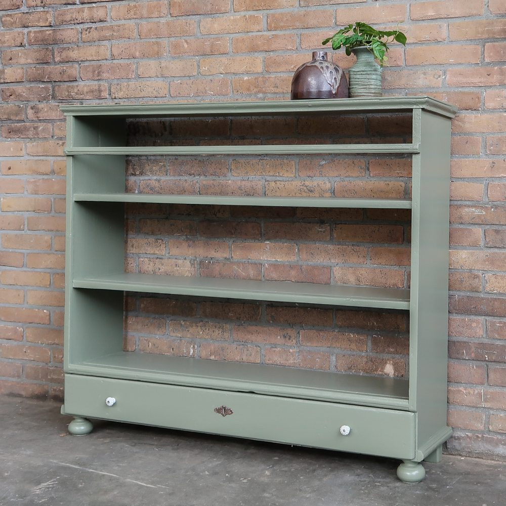 Brocante wandkastje met la - Afbeelding 2