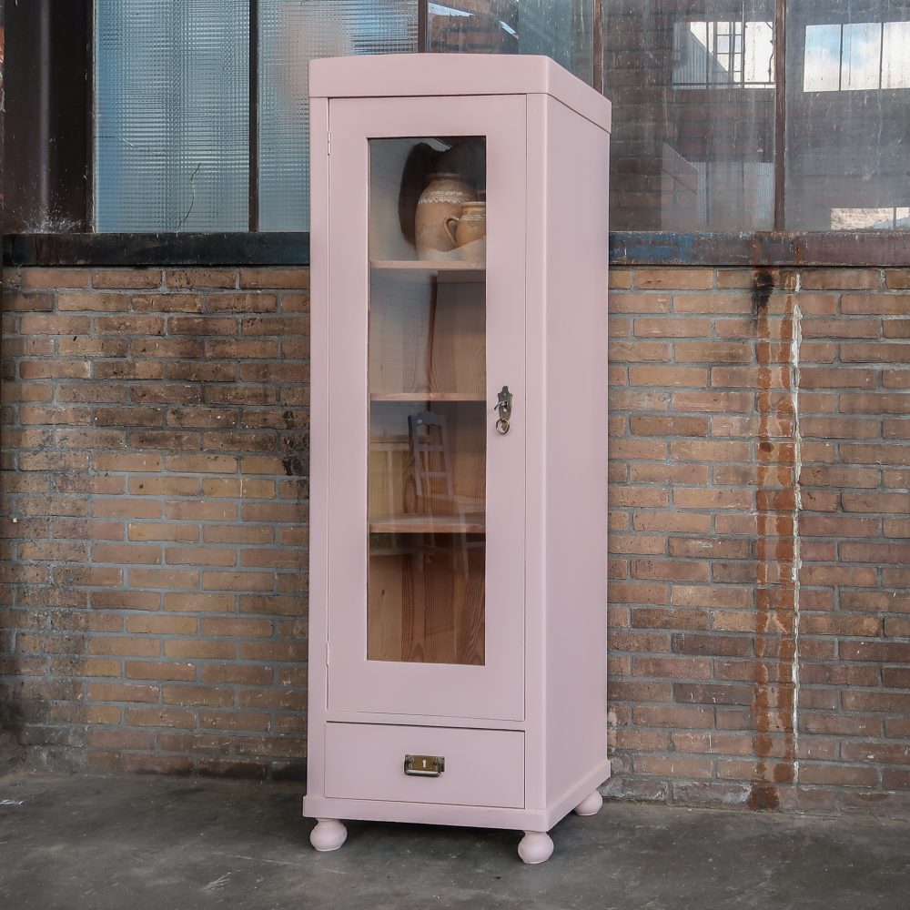 Roze eendeurs vitrinekast - Afbeelding 2
