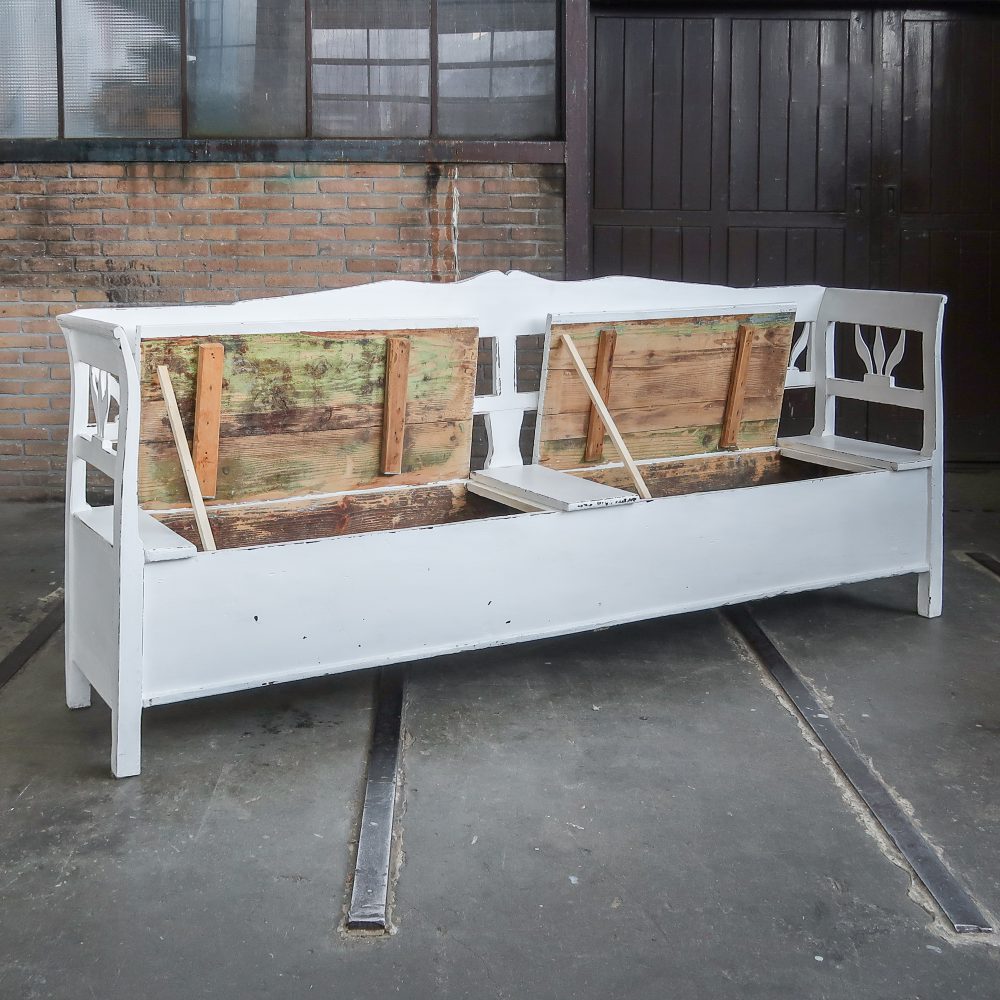Brocante houten klepbank - Afbeelding 2