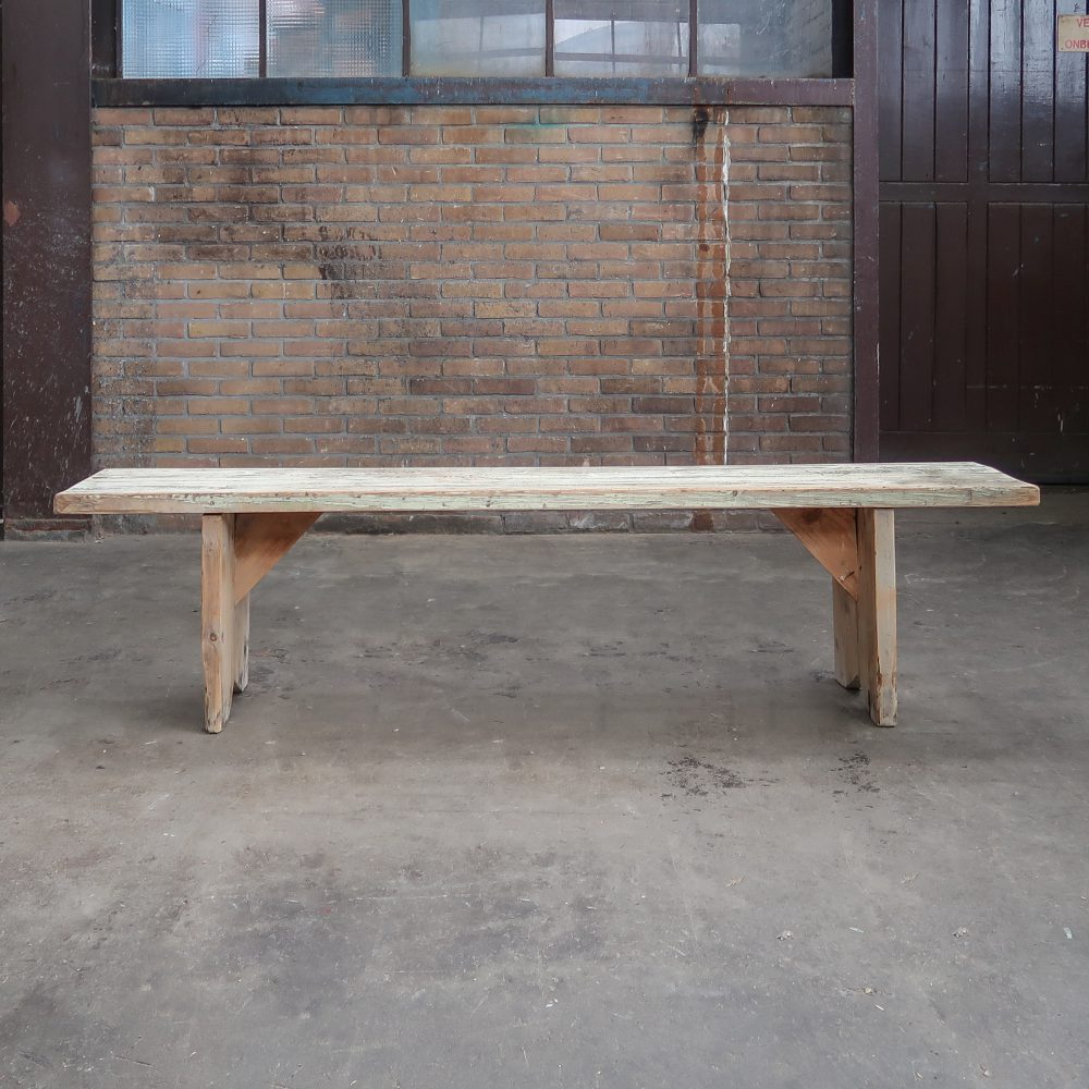 Brocante houten bankje - Afbeelding 2