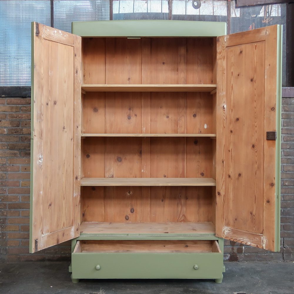 Brocante groene linnenkast – Bild 3
