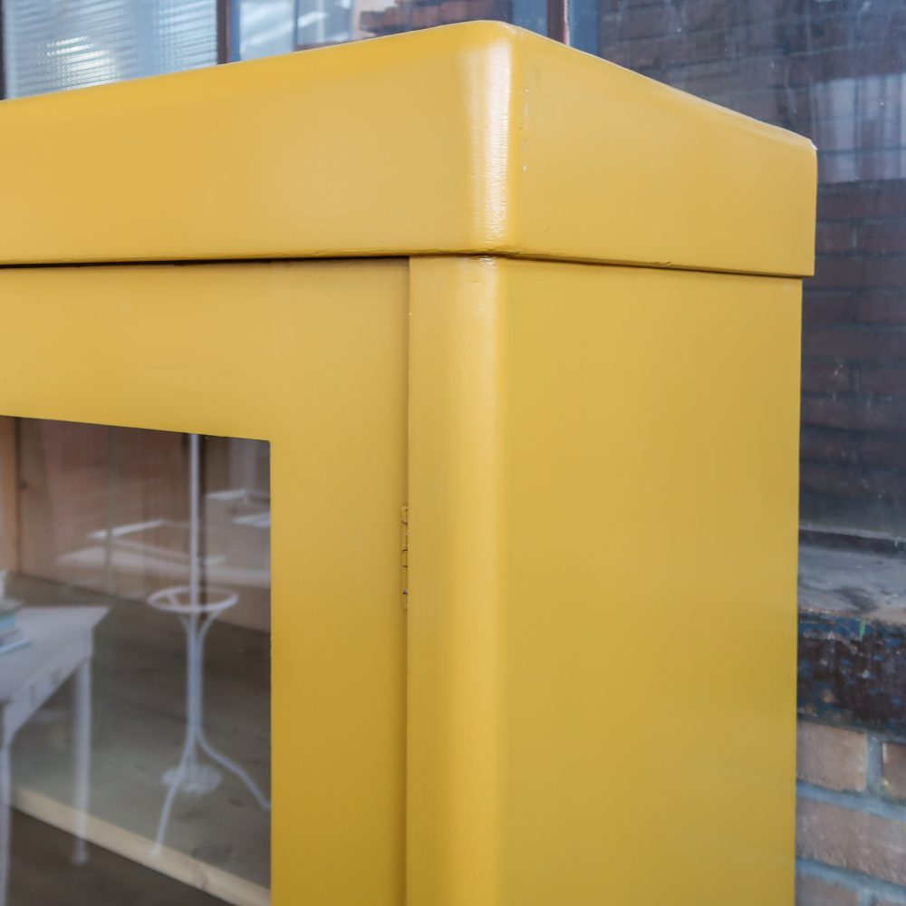 Brocante gele vitrinekast - Afbeelding 5