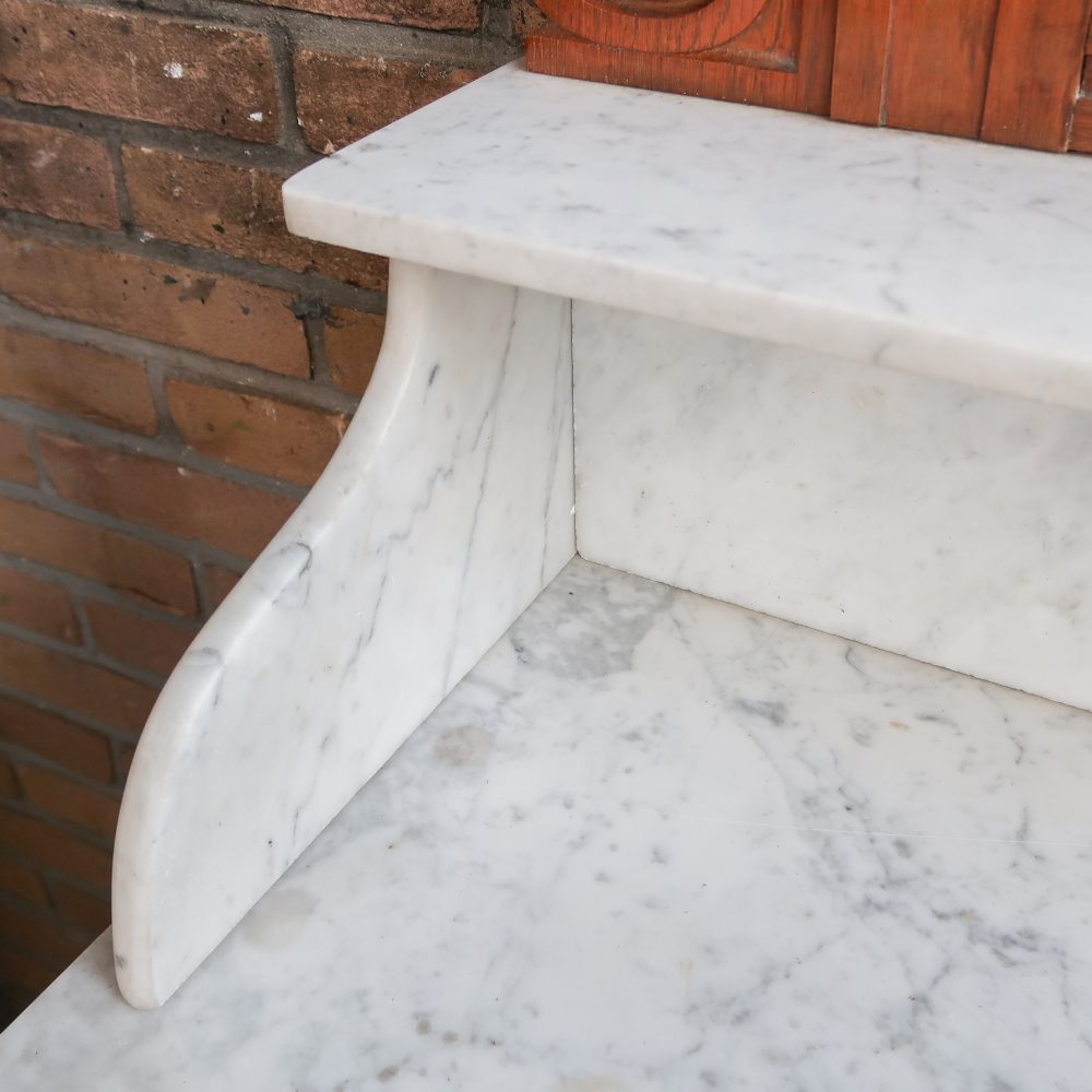 Brocante kaptafel met marmer - Afbeelding 6