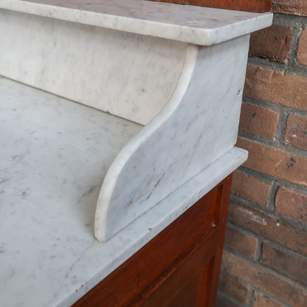 Brocante kaptafel met marmer - Afbeelding 7