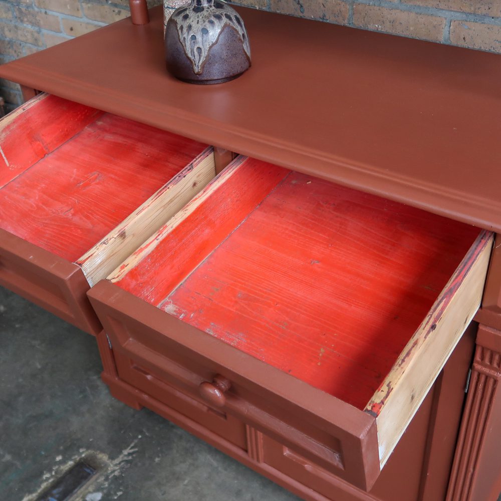 Brocante roodbruine buffetkast - Afbeelding 4
