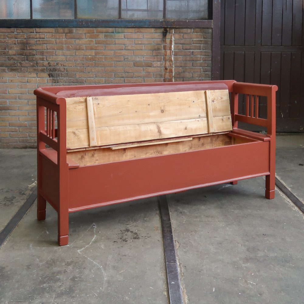Houten bruinrode klepbank - Afbeelding 2