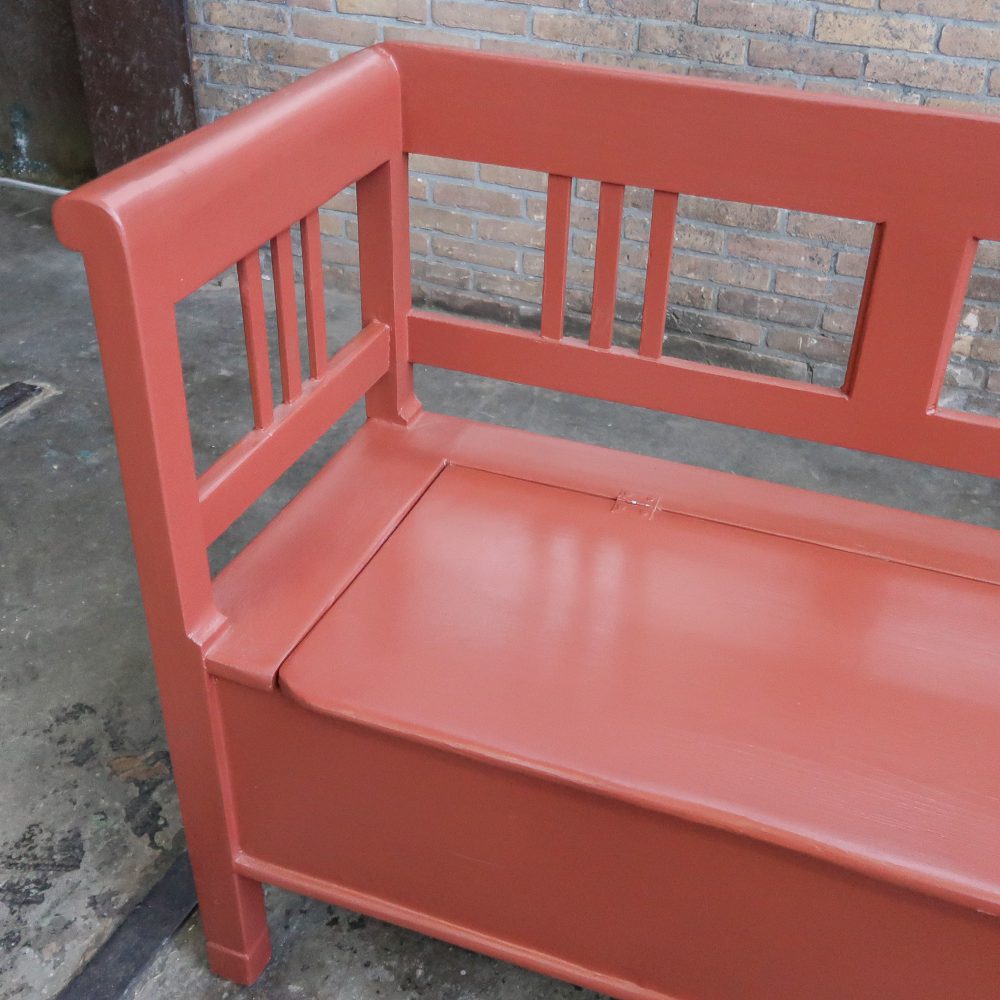 Houten bruinrode klepbank - Afbeelding 4