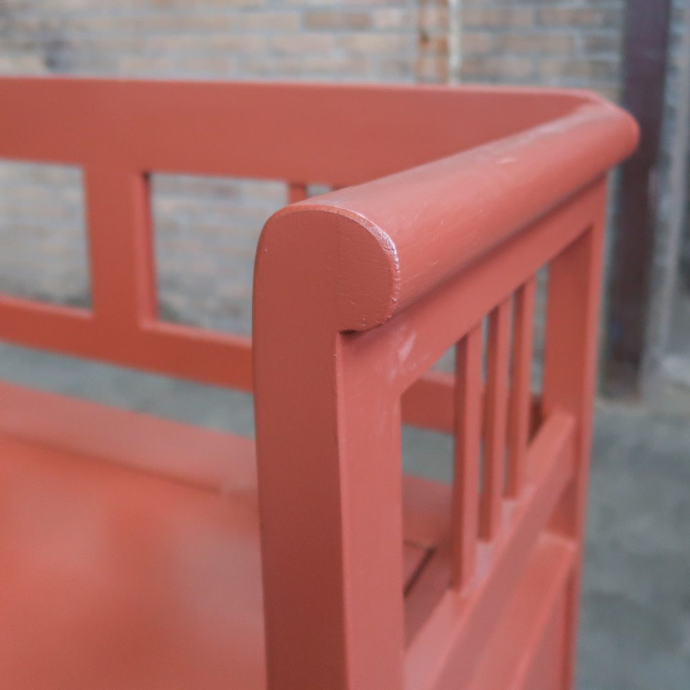 Houten bruinrode klepbank - Afbeelding 5