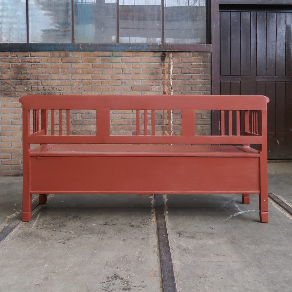 Houten bruinrode klepbank - Afbeelding 9