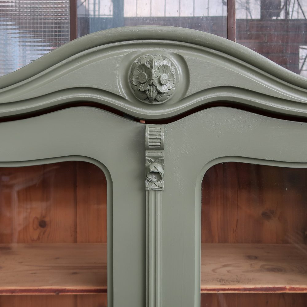 Brocante groene vitrinekast - Afbeelding 4