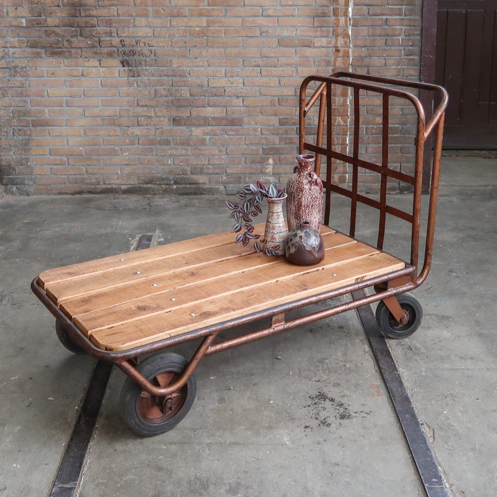 Industriële kar - salontafel - Afbeelding 2