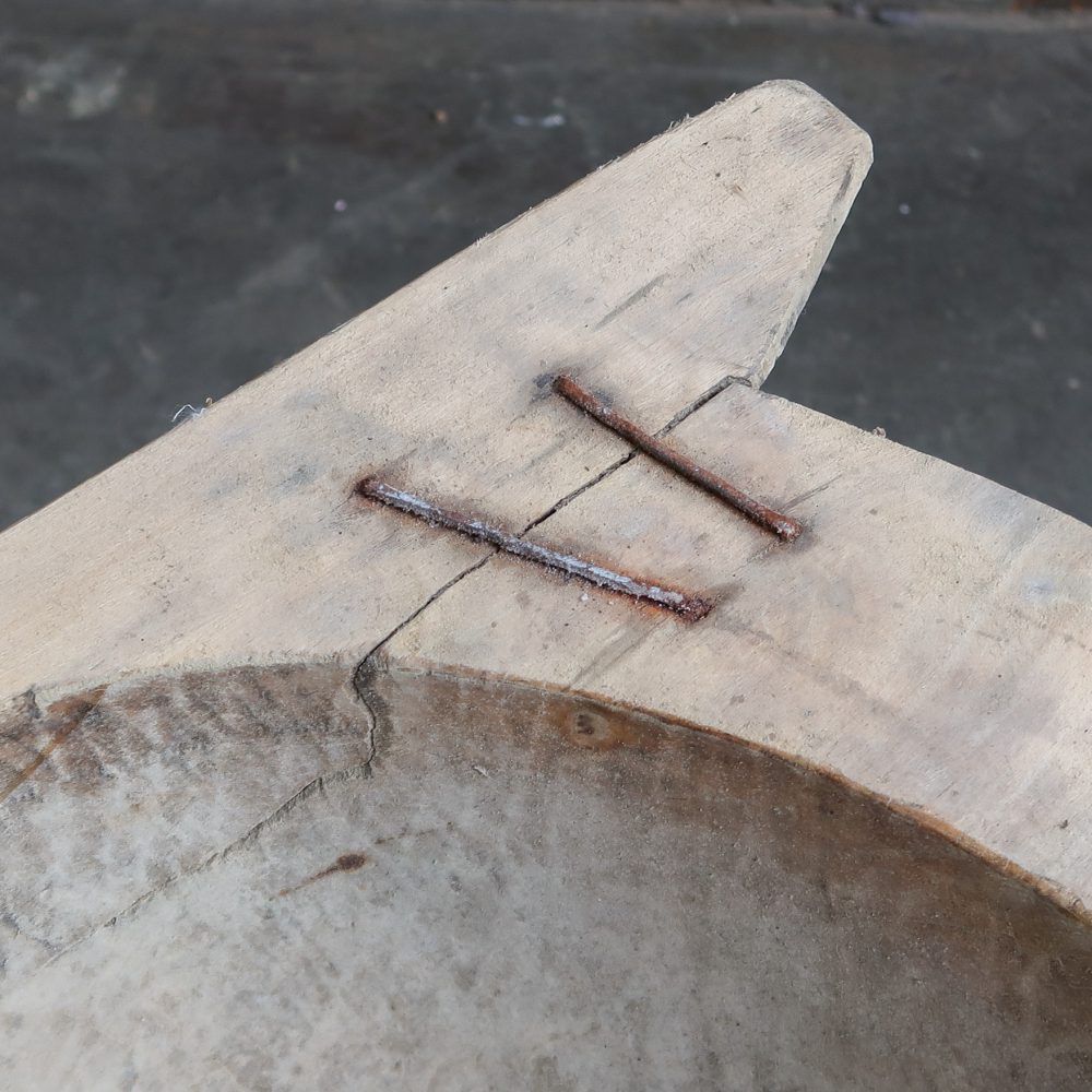 Brocante houten trog + houder - Afbeelding 4