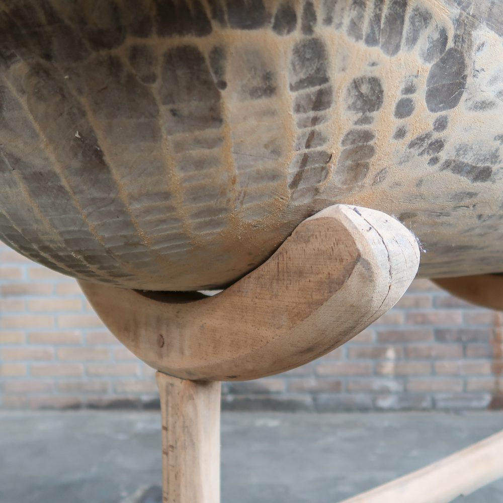 Brocante houten trog + houder - Afbeelding 5