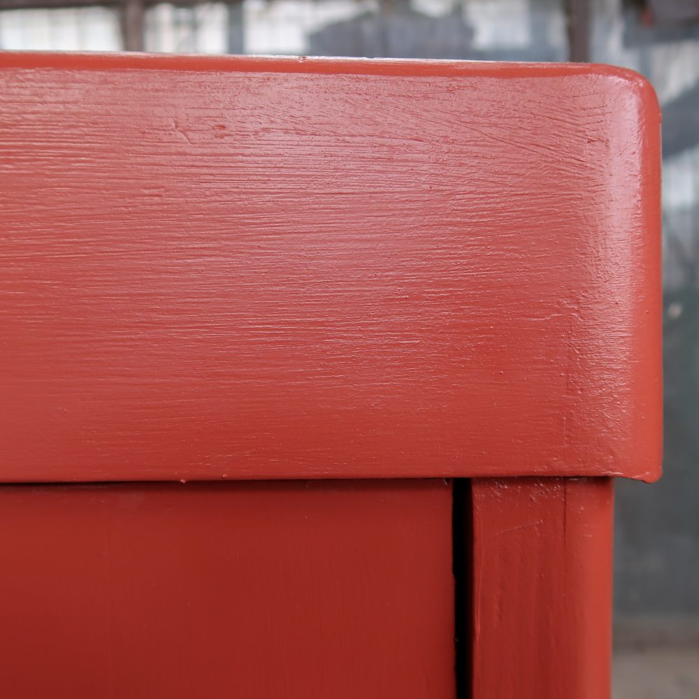 Brocante rode linnenkast - Afbeelding 6