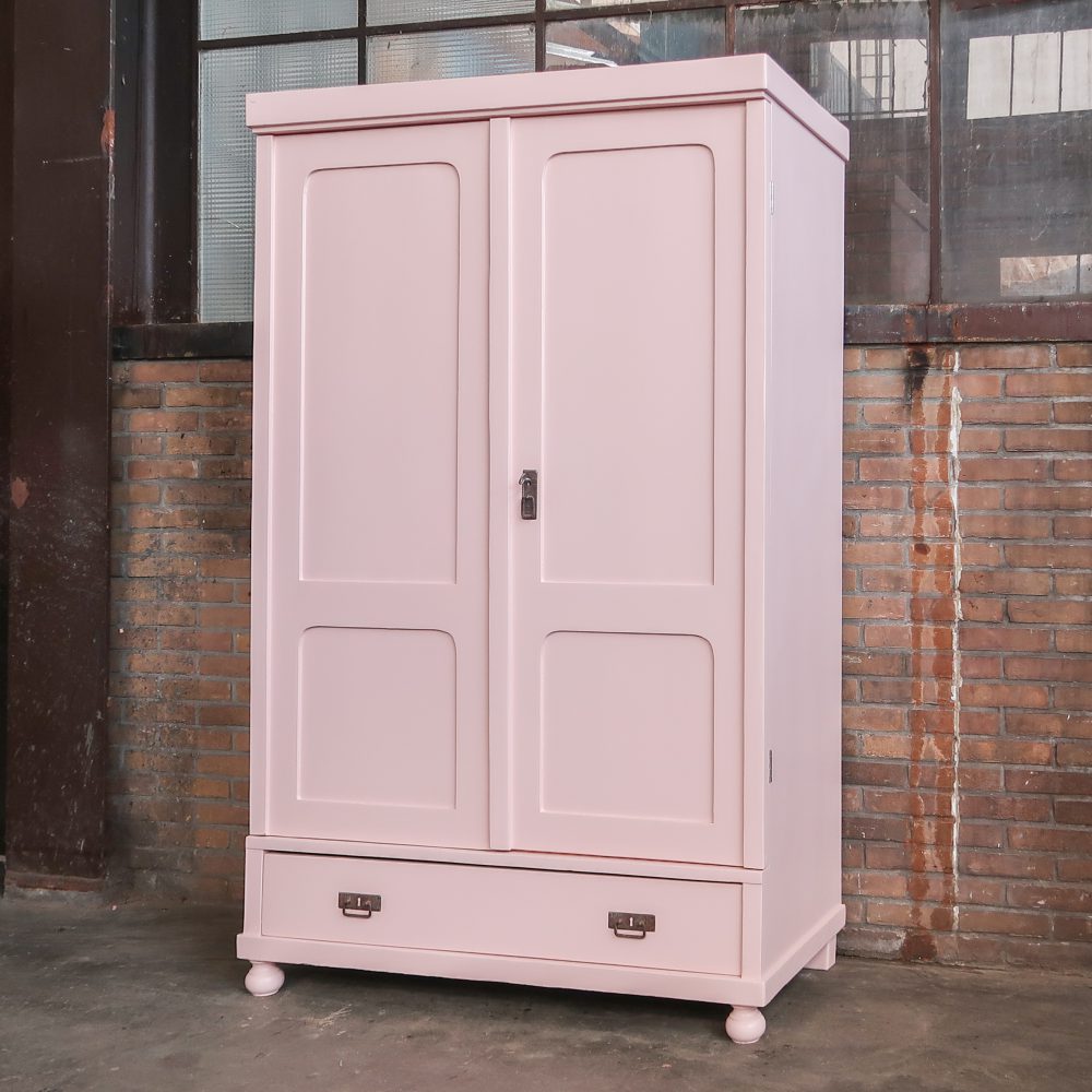 Brocante roze linnenkast - Afbeelding 2