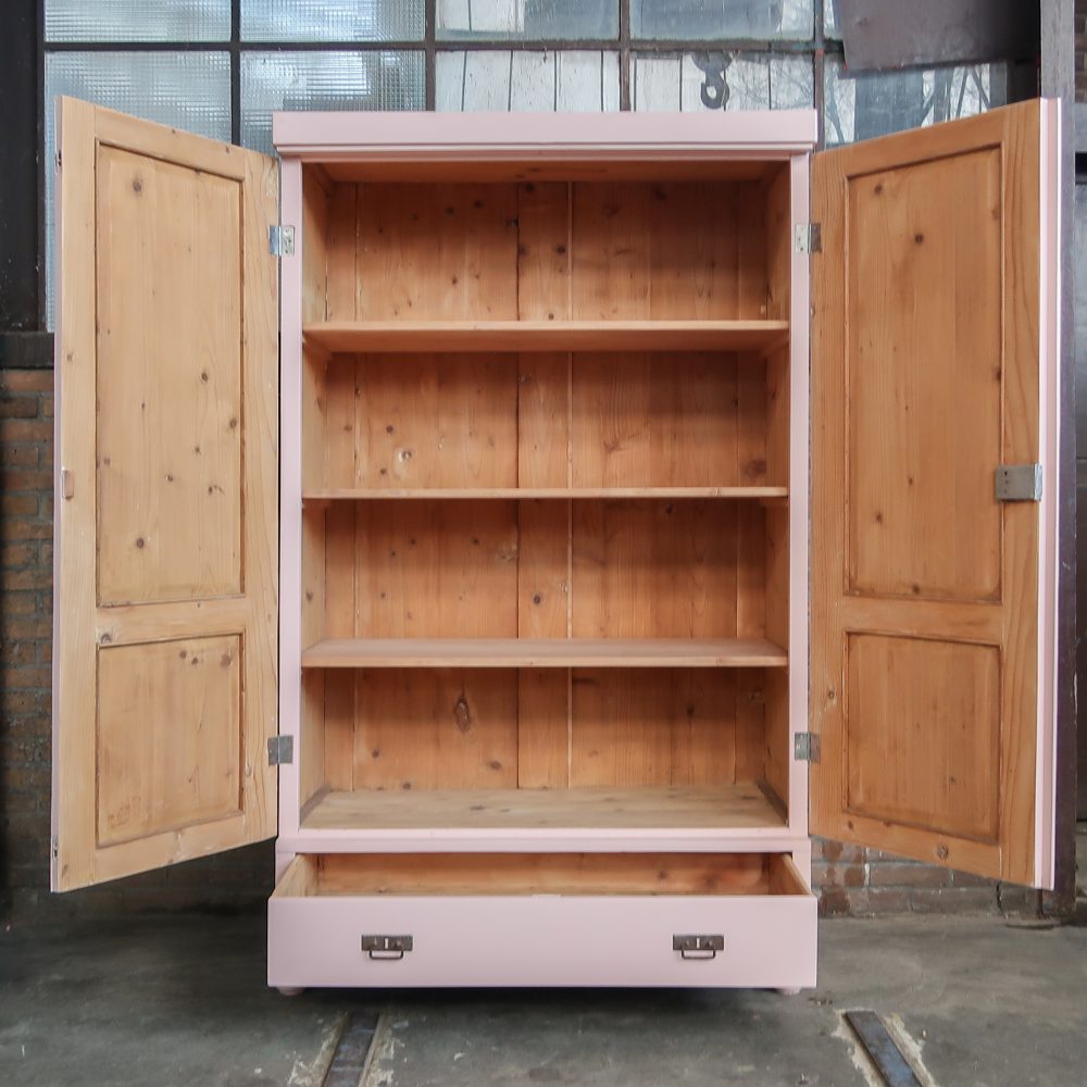 Brocante roze linnenkast - Afbeelding 3