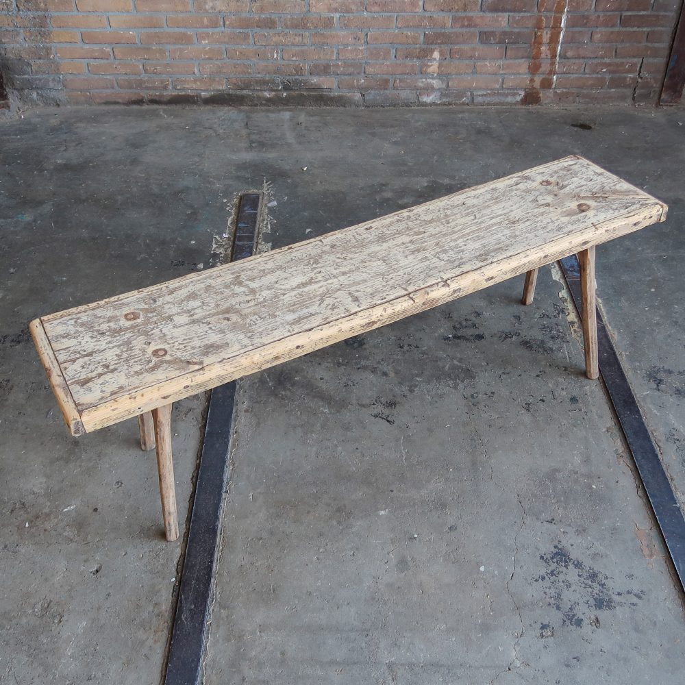 Brocante houten bankje - Afbeelding 2