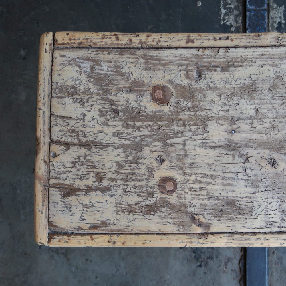 Brocante houten bankje - Afbeelding 3