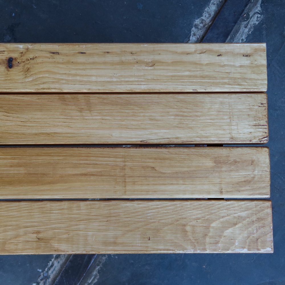 Houten bank met metalen onderstel - Afbeelding 4