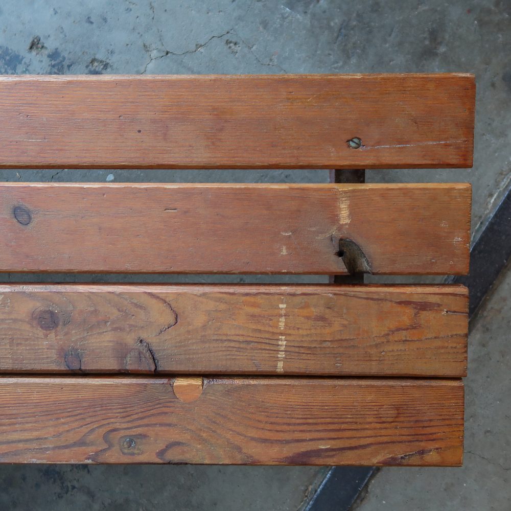 Houten bank met metalen onderstel - Afbeelding 3
