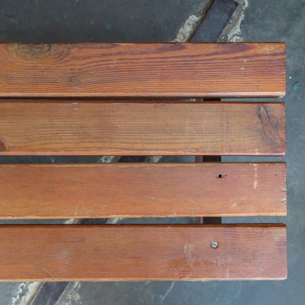 Houten bank met metalen onderstel - Afbeelding 4