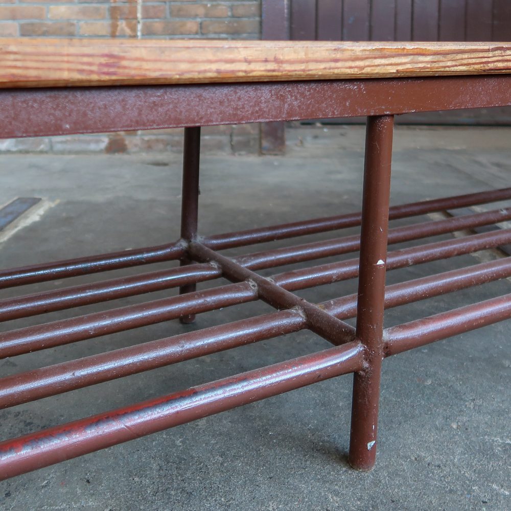 Houten bank met metalen onderstel - Afbeelding 8