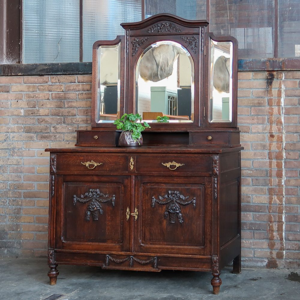 Brocante dressoir met spiegel - Afbeelding 2