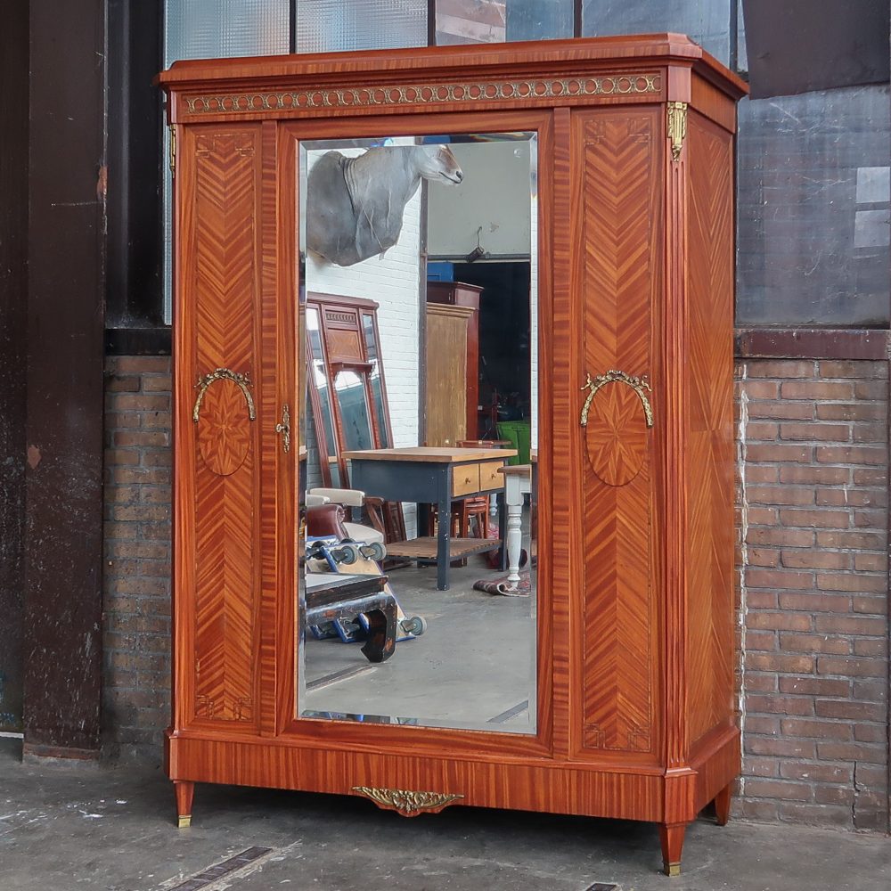 Vintage kledingkast met spiegel - demontabel - Afbeelding 2