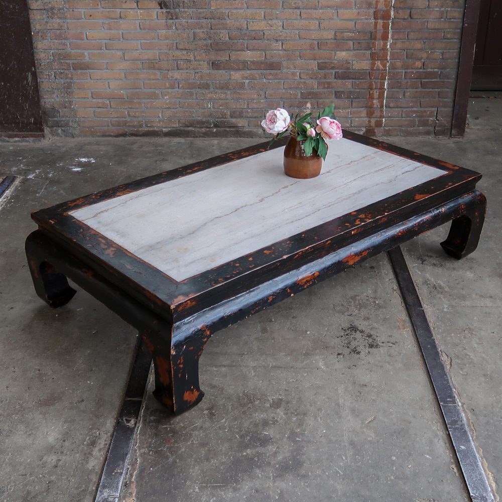 Chinese salontafel met marmeren blad - Afbeelding 4
