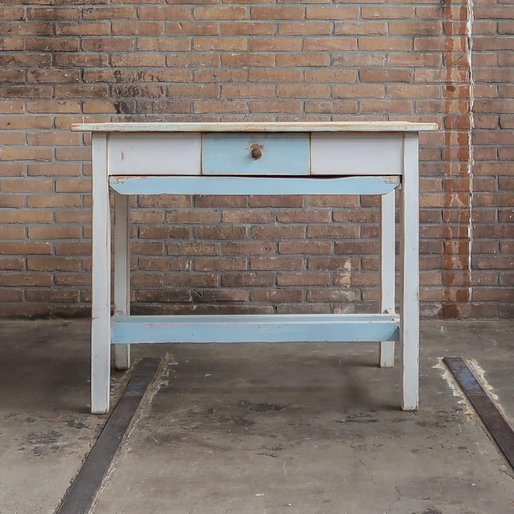 Brocante tafeltje met uitschuifbare plank - Afbeelding 3